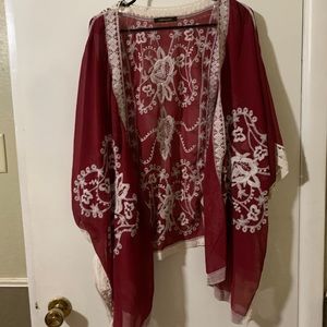 Maroon lace kimono